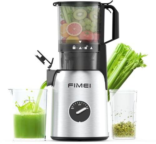 FIMEI Cold Press Juicer Machines, Automatic 300W Slow Masticating Juicer | 135MM Large Feeding Chute for Whole Fruits and Vegetables, High Yield Juice Extractor, BPA-Free