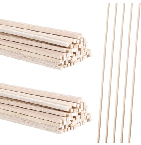 cobee 50 Stück Holzstäbe zum Basteln Quadratisch Holzstäbchen | 30 cm x 3 mm Holzklötzchen Bastelholz Stäbe für Dekoration Modellbau Basteln Heimwerker