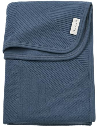 MEYCO Babydecke 100x150cm Jacquard Flannel Kuscheldecke Pure Indigo | Baumwollmix - Oeko Tex zertifiziert - TOG 1.0 - vielseitig einsetzbar - kuschelig & atmungsaktiv - waschbar