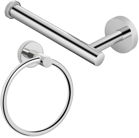 Wall-Mounted Stainless Steel Bathroom Organizer for Toilet Paper and Towels with Sleek Modern Design