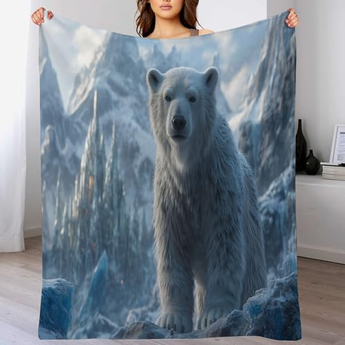 Kuscheldecke Flauschig Decke Sofa 180X220 Cm Für 4 Jahreszeiten - Wildtiere, Eisbären - Weich/Warm/Leicht Sofadecke Wohndecke Couchdecke Für Sofa/Bett/Couch, Flanell Fleecedecke Nordischer Stil
