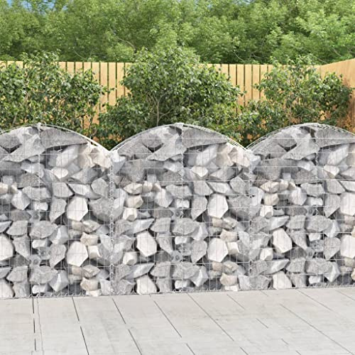 Mandloder Gabione mit Hochbogen 100x30x100/120 cm, verzinktes Eisen, 3,5 mm Draht, für Garten, Pflanzkübel, Lärmschutz, langlebig