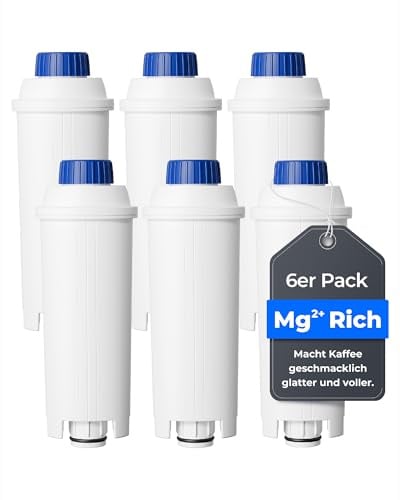 Waterdrop Mg²⁺ Filterkartuschen, Ersatz für De'Longhi® DLSC002, 6 Pack | Reichert das Wasser mit Mg²⁺-Ionen an. Diese Mg²⁺-Ionen Mildern die Harschen Aromen im Kaffee, Balancieren Seine Säure