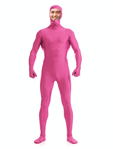DreamHigh Men's Women's Polyester Spandex Full Body Costume Zentai Suit-Open Face (Pink, L)