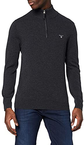 GANT Herren Superfine Lambswool Half Zip Pullover, Antracit Melange, XL