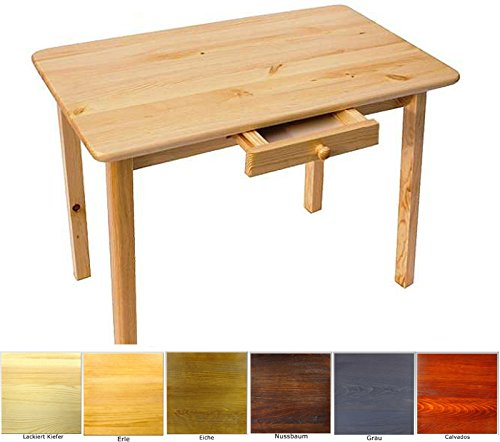 Magnetic Mobel Esstisch mit Schublade Küchentisch Tisch Massiv Kiefer Speisetisch in versch. Größen (50x80, Kiefer Lackiert)
