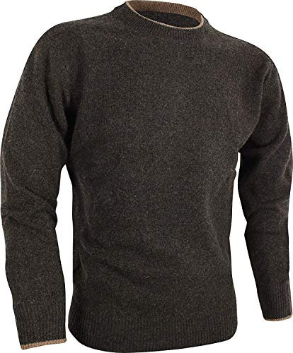 JACK PYKE - Pullover mit Rundhalsausschnitt - gestrickt aus 100% Lammwolle - Dunkeloliv - 3XL