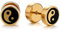 Flongo Damen Ohrringe 8mm Edelstahl Fake Tunnel mit Tai chi Yin Yang Illusion Ohrstecker Männer Gestüt Piercing Cheater Faux Fakeplugs Hanteln Ohrschmuck Silber Gold Schwarz mit Schaubverschluss