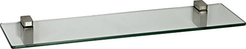 ib style® Glasregal 8mm | inkl. Clip CONO Edelstahloptik |6 Größen|3 Dekore| Klar | 60x15 cm