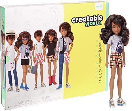Creatable World GGT68 - Deluxe Charakter Puppen Set, individuell gestaltbare gender neutrale Puppe mit brünetten welligen Haaren, Spielzeug ab 6 Jahren, Mehrfarbig