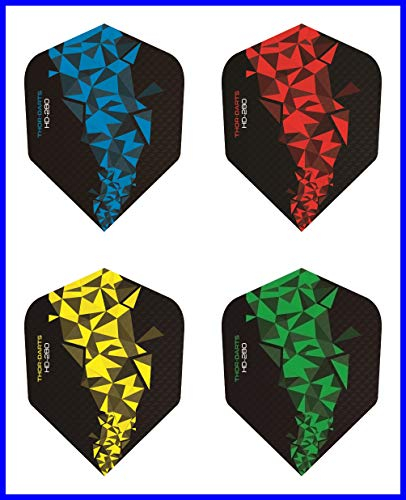 THOR-DARTS 30 Stück (10 Set) extra Strong Darts Flights HD-280 Green Blue Black 150 Micron Flys extra Lange haltbar Standardform Ultra Strong grün-schwarz blau-schwarz HD150 Plus (F2 Mix)