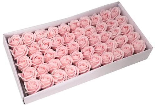 50 x Craft Soap Rose Flowers 5 x 6.5cm ~ Drop in the bath and dissolve to soap (Pink)