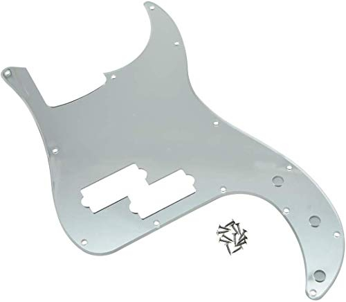 Dopro Präzisions-Bass-Schlagbrett, 13 Löcher, PB P Basskratzplatte, passend für USA/mexikanische Fender Präzisions-Bass, Silberspiegel