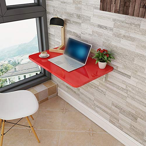 KDDEON Wandklapptisch aus Holz,Schwebender Schreibtisch,Multifunktions-Computertisch,Esstisch,Küche,Laptop,Werkbank,4 Farben,13 Größen,mit Ständer und Schrauben (red,120x50cm/47x20in)