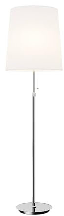 Lucande Stoff Stehlampe höhenverstellbar, Stehleuchte Textil Lampenschirm weiß Standleuchte Leselampe 1x E27 max. 60W ohne Leuchtmittel