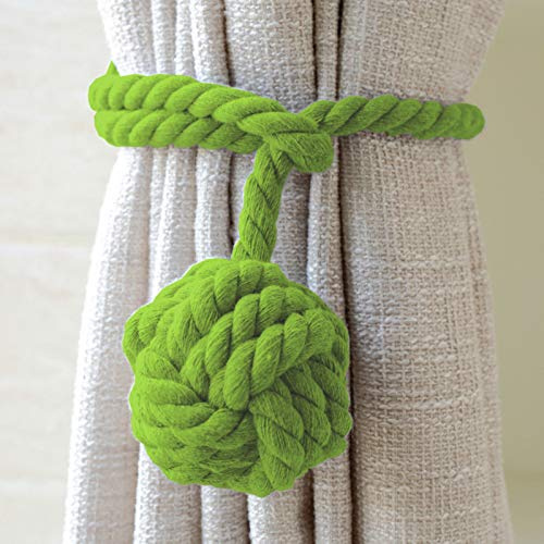 Pair Of Rope Ball Curtain Tie Backs (Lime)
