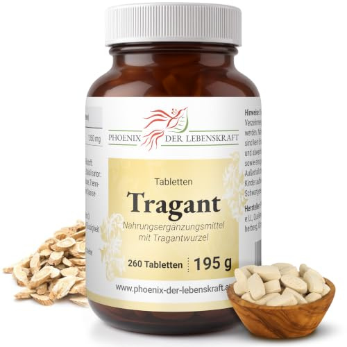Tragant Tabletten, 260 Stück | Astragalus membranaceus von Phoenix der Lebenskraft | Tabletten statt Kapseln | vegane Nahrungsergänzung | 1350mg Tagesdosis