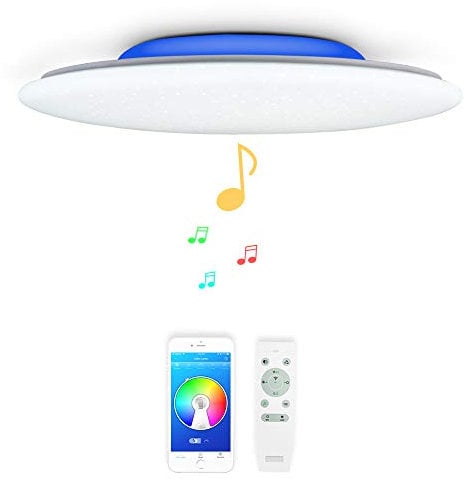 chysongoods 36W Music LED Ceiling Light with 2 Bluetooth Speaker Remote Control Dimmable APP RGB Color Change as Modern Smart Lamp for Living Room Kitchen Bathroom Lounge