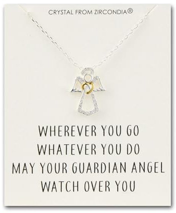 Philip Jones Guardian Angel Necklace with Quote Card Created with Zircondia® Crystals
