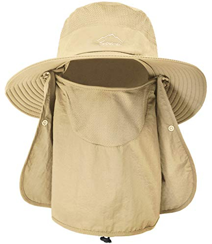 ehsbuy Cappelli da Pesca per Uomo e Donna con Copertura per Il Viso Cappello da Sole a Tesa Larga da Spiaggia Mesh Safari Caccia Giardinaggio Cappello da Secchio Packable