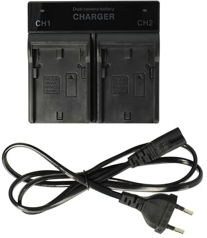 vhbw caricatore duale compatibile con Canon ES-8200V, ES-8200V Hi8, ES-8400V, ES-8400V Hi8 camera camcorder - Stazione di carica, spia di carica