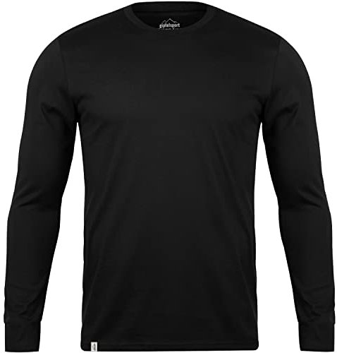 Merino Shirt - Thermounterhemd Langarm I Thermo Oberteil aus 100% Merinowolle I schwarz, Größe L