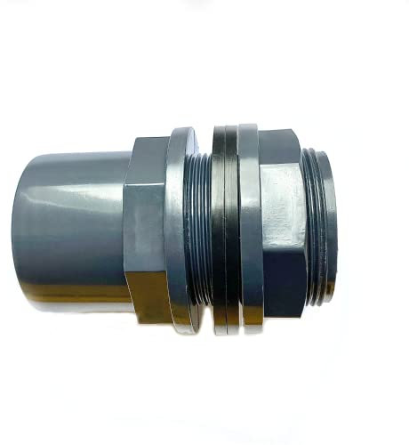 Adrenalin-Fishing PVC-U Passe-réservoir 50 mm 63 x 50 x 2 avec 2 manchons adhésifs Diamètre intérieur et diamètre extérieur 63 mm avec joint de contre-écrou