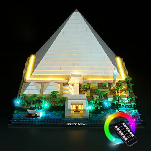 BrickBling Led Licht Set für 21058 Architecture Cheops-Pyramide Bausatz (Kein Modell), DIY Beleuchtungs Set Kompatibel mit Lego Great Pyramid of Giza - Fernbedienung Version