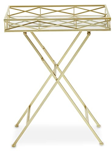 Premier Housewares Rectangle Gold Tray Table Small Coffee Table Handcrafted Coffee Tables 56 x 36 x 71