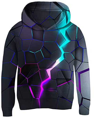 AIDEAONE Maglione con Cappuccio per Ragazzi Felpa con Cappuccio per Bambini Ragazzi 11-14 Anni (XXL)