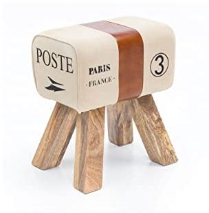 tinkaro Design Turnbock LERUM Retro Sitzhocker Echtleder Ablage Flur