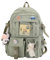 Eagerrich Kawaii Rucksack mit süßem Pin Zubehör Plüsch Anhänger Kawaii Schulrucksack Niedlich Ästhetischer Rucksack, Grün-2, L