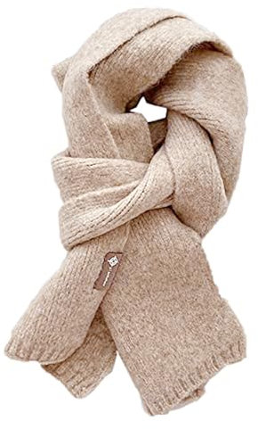 Duories Damen Schal Winter, Unisex Paar Gestrickter Schal Frauen Lange Schals Vintage Große Schal Herren, Weiche Verdickte Warmer Woll Strickschal Langschal Winterschal Knit Long Scarf,Kaffee