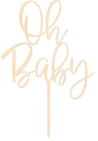 LOVENJOY Oh Baby Kuchen Topper Rustikales Holz Tortendeko für Jungen, Mädchen, Baby Dusche Kuchendekorationen