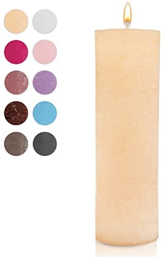 WikaKerzen Stumpenkerze-Rohling - Zur Deko oder zum Basteln & Verzieren - DIY - Taufe, Geburtstag, Hochzeit, Kommunion, Weihnachten - Rustik (Champagner, 25x8cm)