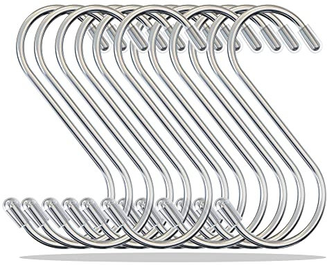 HRBKLTD S Haken 12 Stück, 7 cm – Stabiler & Rostfreier Edelstahl – Schwerlast Fleischerhaken mit einer Tragkraft von bis zu 25 KG - Geeignet für Küche, Garten, Schlafzimmer und Büro
