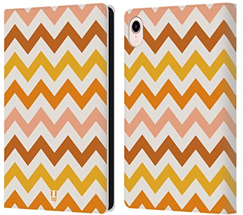 Head Case Designs Arancione Zigzag Custodia Portafoglio in Pelle Compatibile con Apple iPad Mini (2021/2024)