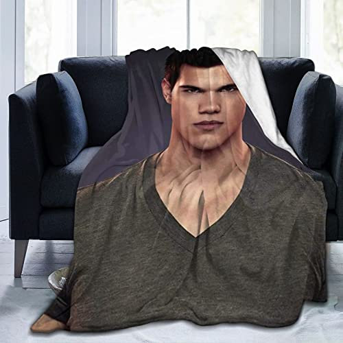 Taylor Lautner Decke, 3D-Druck, Plüsch-Lammdecke, Bettwäsche, Dekoration für Wohnzimmer, Schlafzimmer, Wohnheim, Dekoration, 125 cm x 100 cm