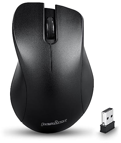 Perixx PERIMICE-621B Kabellose Maus - Leiser klick mit Ergo Design - Kompatibel für Desktop und Laptop PC - Kabellos 2,4 GHz - Schwarz
