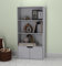 URBNLIVING 4 Tier Wide Wooden Bookcase Cupboard with 2 Doors Storage Shelving Display Shelf Cabinet Unit (Grey with Grey Doors)
