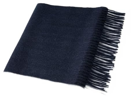 Villand Pure 100% Kaschmirschal mit Fransenkanten, ultraweicher großer Kaschmirschal für Damen und Herren (Blau)