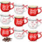 Nitial 9 Pcs Christmas Coffee Mugs Set Christmas Mug with Ribbon Christmas Red White Drinking Mug Bulk 12oz Christmas Ceramic Mug Gift for Kids Women Christmas Decoration Kitchen Office Home