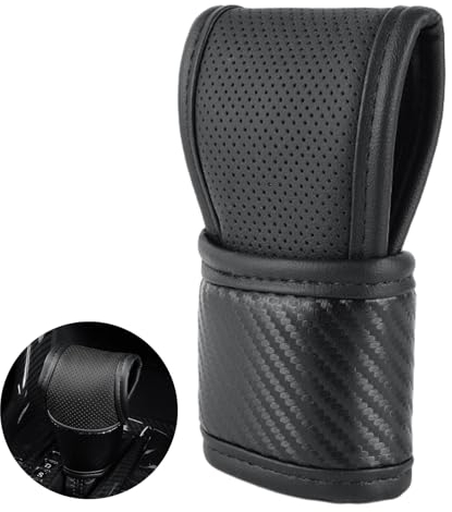 DabbOo Auto Schalthebel Abdeckung Leder Schaltknauf Knopf Abdeckung Schaltknauf Staubschutzhülle Universal Automotive Zubehör Gear Shift Knob Cover für Autos, SUV, Lkws (Schwarz), BQCHDXNG-94