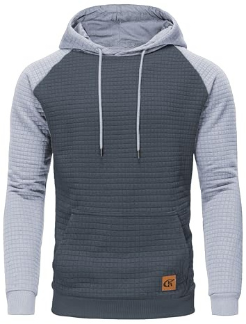 Huayuzh Hoodie Herren Kapuzenpullover Casual Langarm Karierten Kordelzug Jacquard Sweatshirt mit Kapuze Taschen