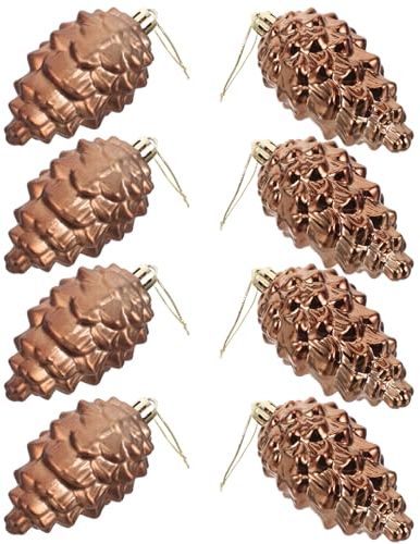 Zerodeko 8 Stück Weihnachts-Tannenzapfen-Ornamente Mini-Glitzer-Tannenzapfen Mit Schnur Zum Aufhängen Tannenzapfen-Kugel-Anhänger Zum Basteln Bruchsichere Weihnachtsdekoration Für Den