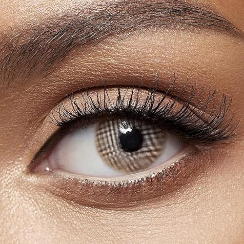 ANESTHESIA farbige Kontaktlinsen ADDICT ORO – Stark deckende Monatslinsen für 6 Monate in Beige & Honig-Braun, besonders natürliches Ergebnis für dunkle Augen - Dioptrien -0.00