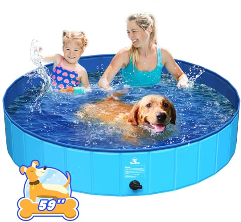 Pawaboo Piscina per Cani Pieghevole, 150 * 30cm, Piscina da Bagno Cani Gatti, Vasca da Bagno per Cani Gatti in PVC, Resistente ai Graffi, Piscina Portatile per Animali Domestici, XL