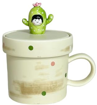 AVLUZ Tasse en céramique créative de Pot de fleur, tasse à café de 450 ml avec couvercle, tasse d'eau de tasse de petit déjeuner de mode for le café, le thé, le lait (Color : A)