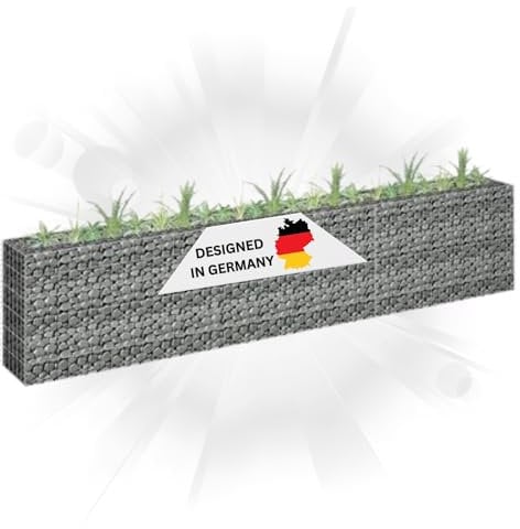 DELUKE Gabionen Hochbeet ROON aus Stahl | 270x30x60cm | Steinkorb Gabionengitter Ziergabione Steingabione Drahtkorb befüllbar