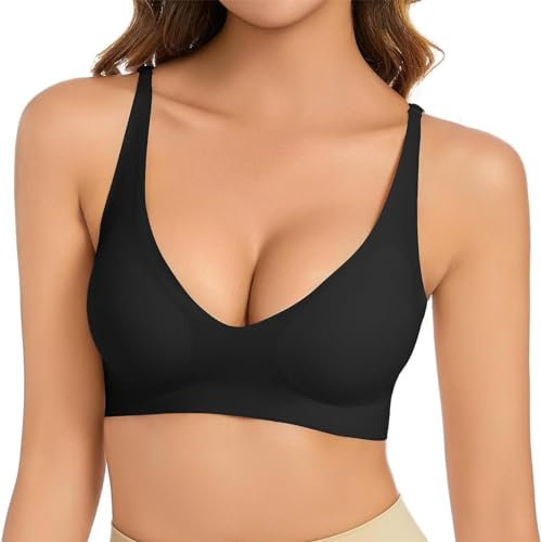 Ronronner Reggiseno Senza Donna,Reggiseno Donna Comfort,Reggiseno Imbottito Rimovibile,Senza Cuciture Supporto Completo e Cinghie Regolabili Comodo e Morbido di Base